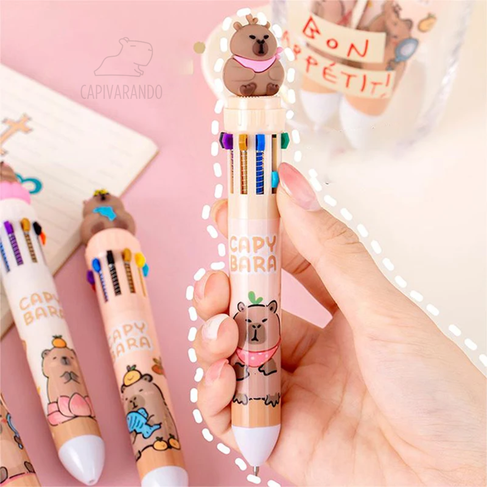 Kit 4 Canetas 10 CORES - Capivarando®